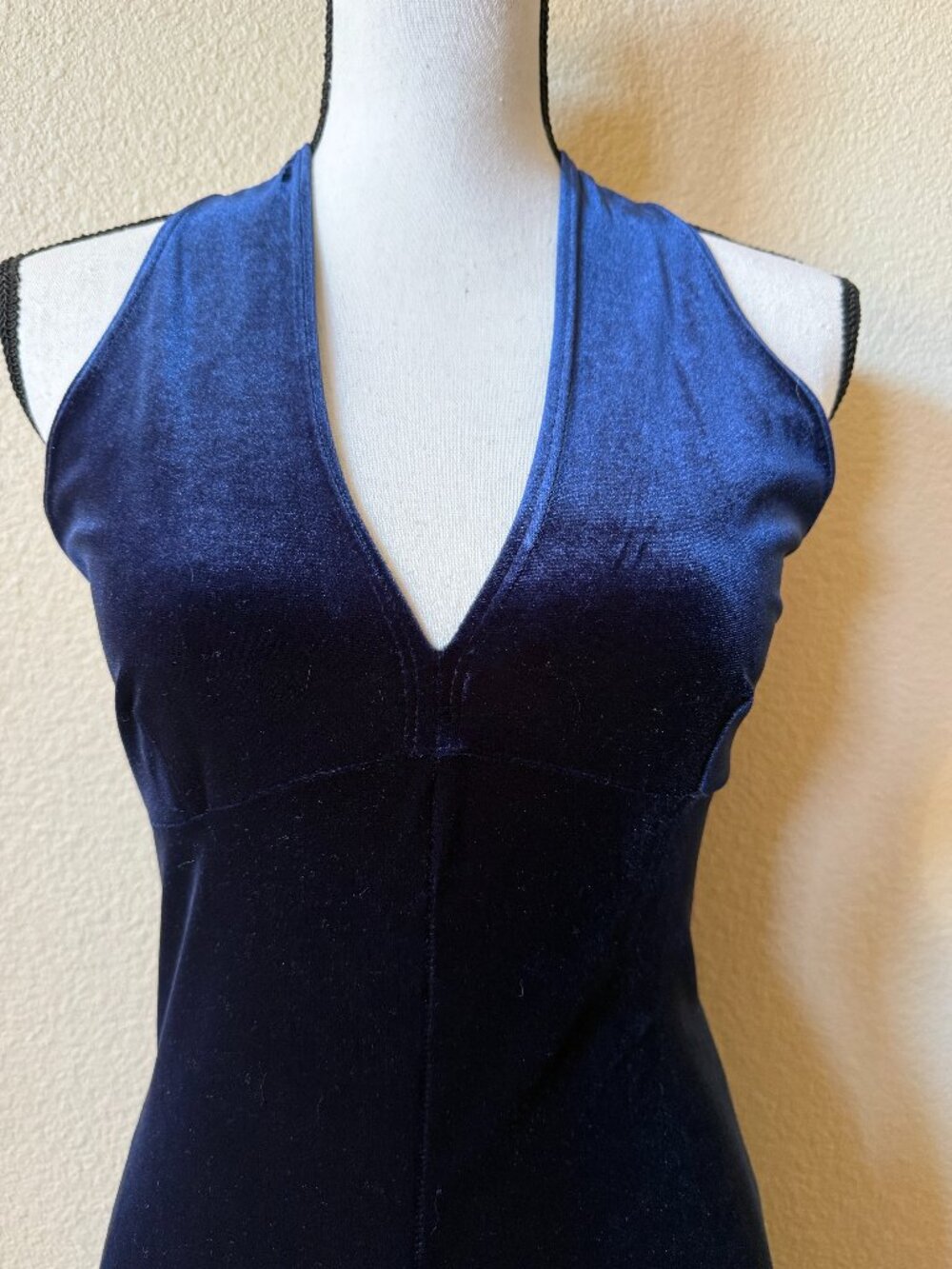Pia Vintage Royal Blue Velveteen halter jumpsuit